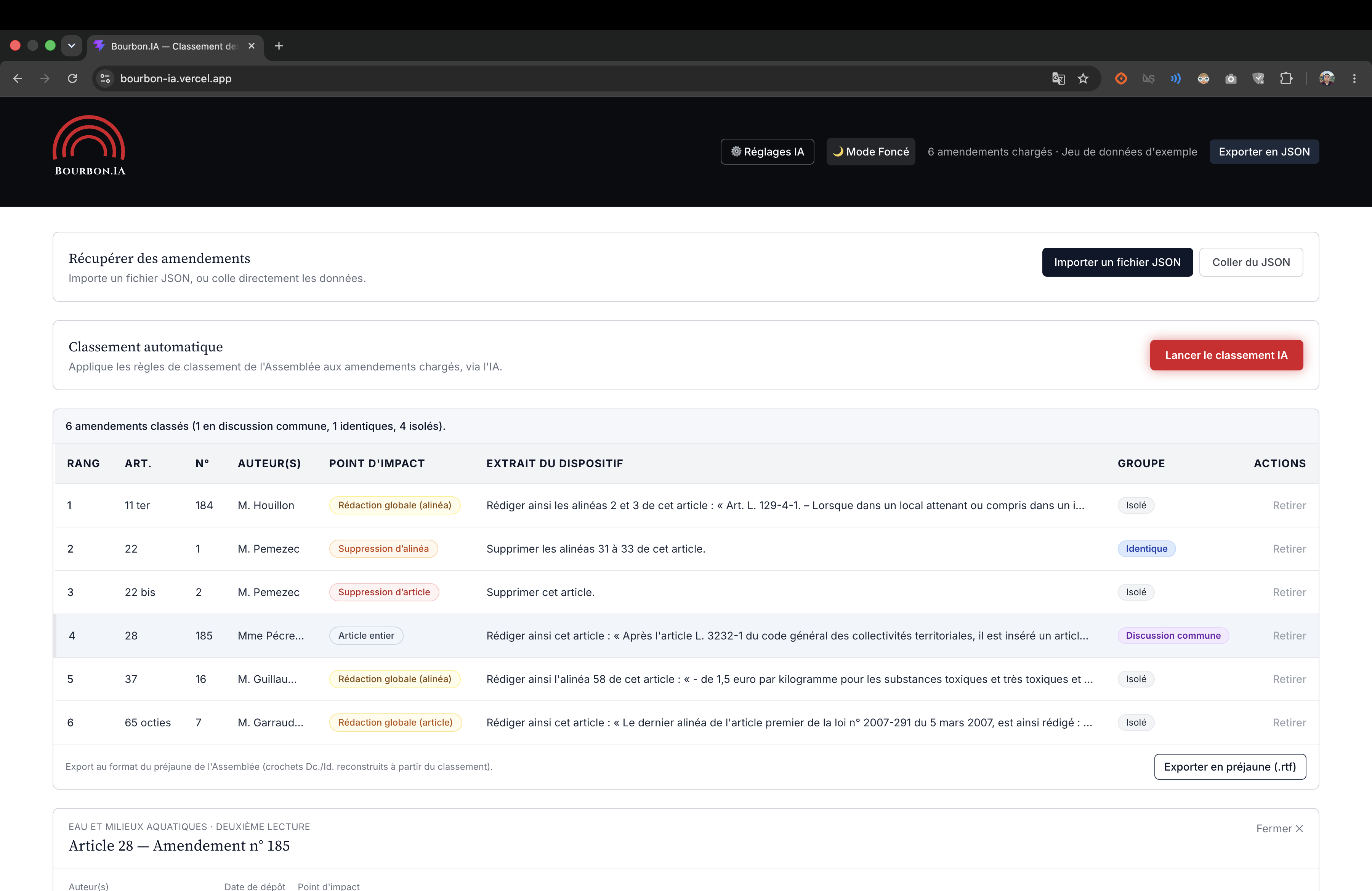 Interface de travail - Mode Clair