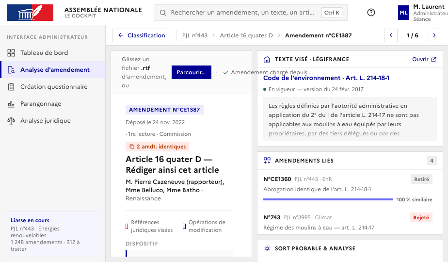 Niveau 3 : l'analyse d'un amendement