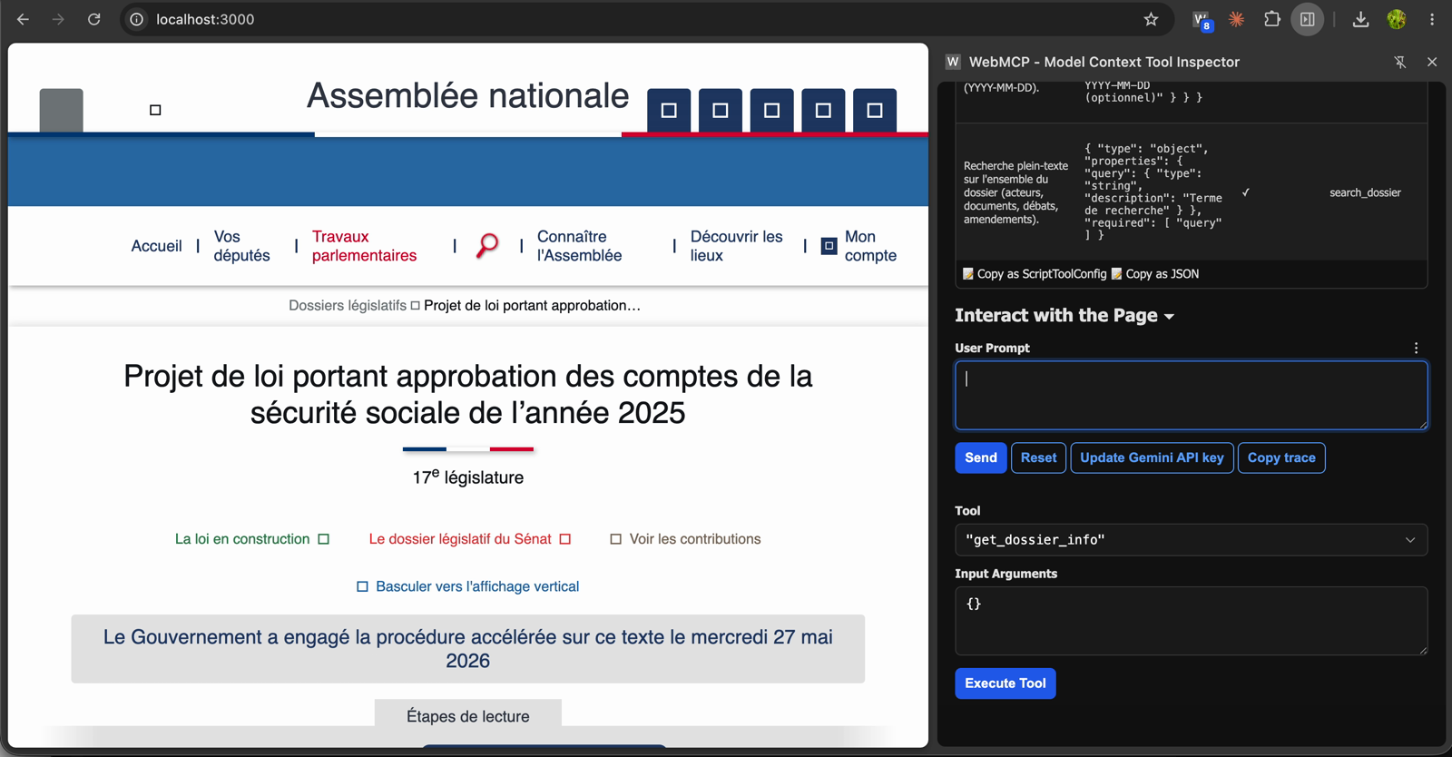 Un agent interroge la page WebMCP-ifiée