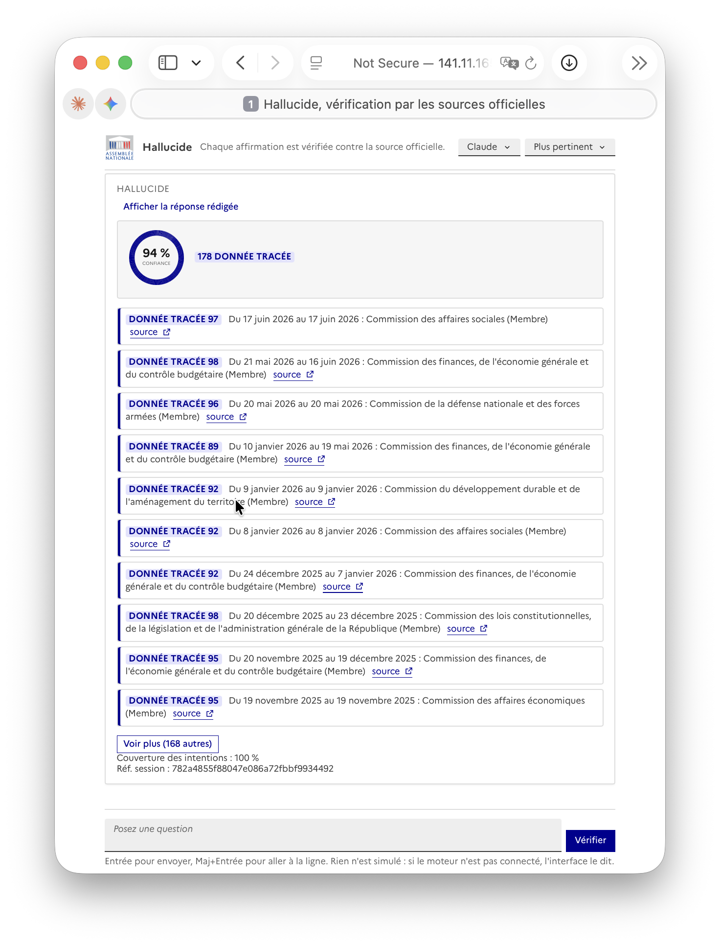 Interface Hallucide, réponse vérifiée